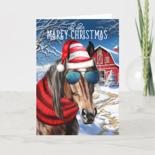 Cartes Pour Fêtes Annuelles Quartier du foie Cheval drôle MAREy Noël