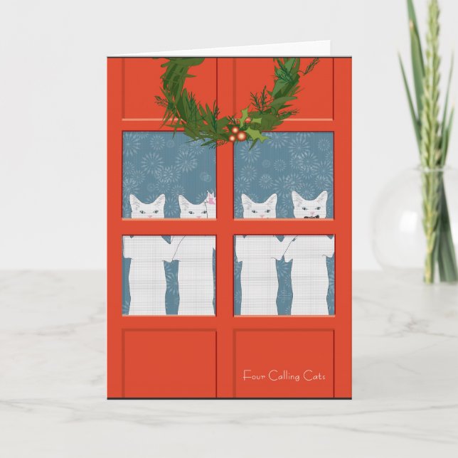 Cartes Pour Fêtes Annuelles Quatre chats appelants… Vacances (Devant)