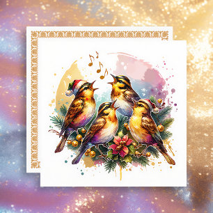 Cartes Pour Fêtes Annuelles Quatre Oiseaux   Douze jours de Noël