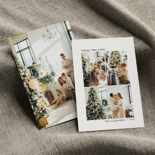 Cartes Pour Fêtes Annuelles Quatre photo Collage machine à écrire minimaliste 