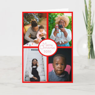 Cartes Pour Fêtes Annuelles Quatre photos frontière rouge Amour Paix Bonheur