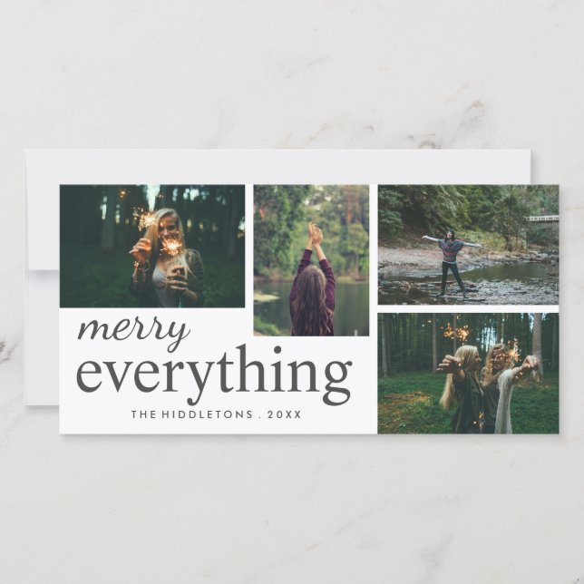 Cartes Pour Fêtes Annuelles Quatre photos | Joyeux tout typographie vacances (Devant)