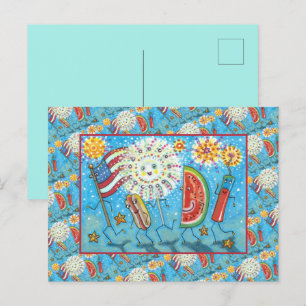 CARTES POUR FÊTES ANNUELLES QUATRIÈME DE JUILLET GANG, PARADE & FEU WORDS