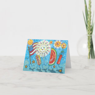 CARTES POUR FÊTES ANNUELLES QUATRIÈME DE JUILLET GANG, PARADE & FEU WORDS