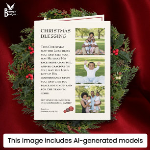 Cartes Pour Fêtes Annuelles QUE DIEU VOUS BÉNISSE Photo de famille Noël