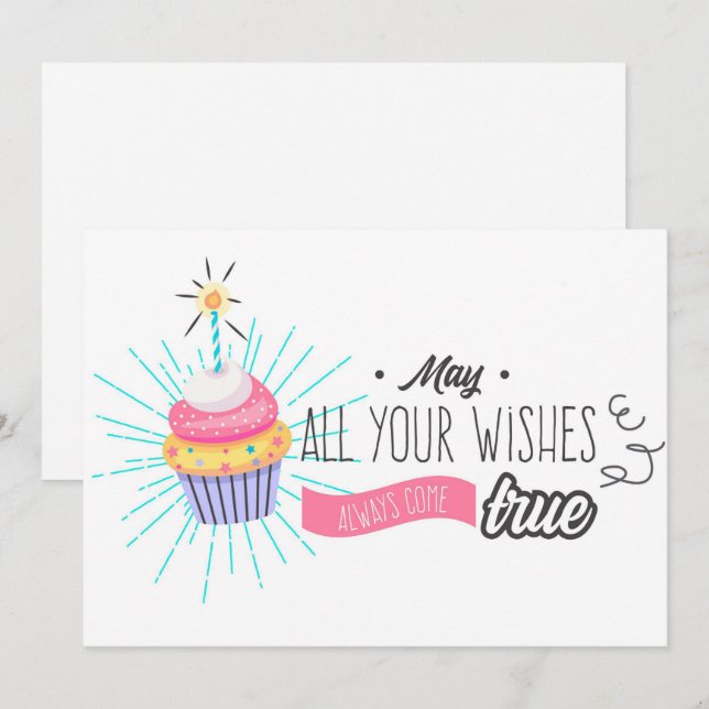 Cartes Pour Fêtes Annuelles Que tous vos voeux se réalisent Anniversaire (Devant / Derrière)