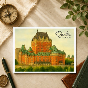 Cartes Pour Fêtes Annuelles Québec Canada Voyage à l'aquarelle vintage
