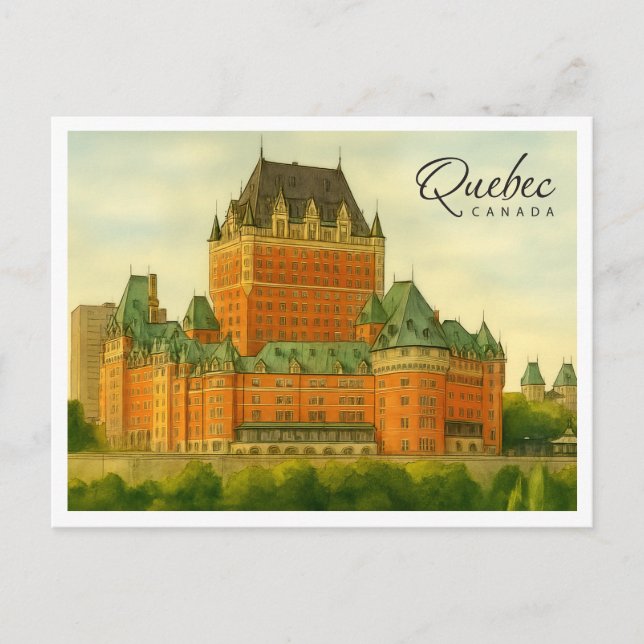 Cartes Pour Fêtes Annuelles Québec Canada Voyage à l'aquarelle vintage (Devant)