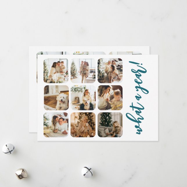 Cartes Pour Fêtes Annuelles Quel an 12 photo et texte personnalisé (Devant/Arrière en situation)