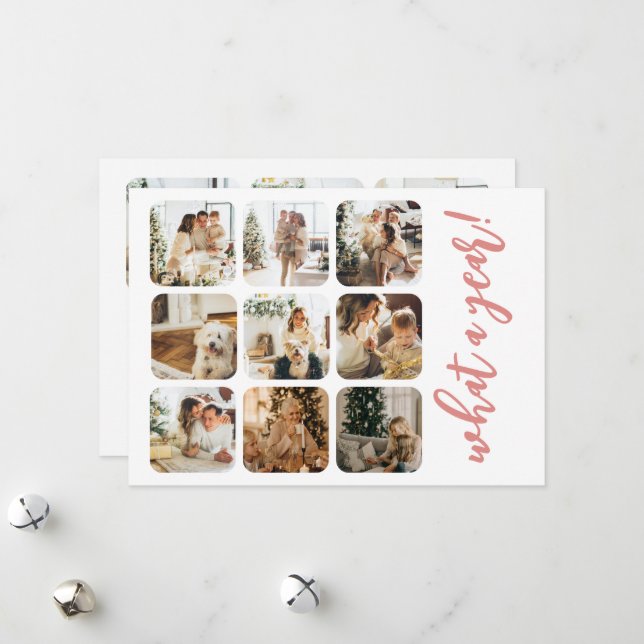 Cartes Pour Fêtes Annuelles Quel an 12 photo et texte personnalisé (Devant/Arrière en situation)