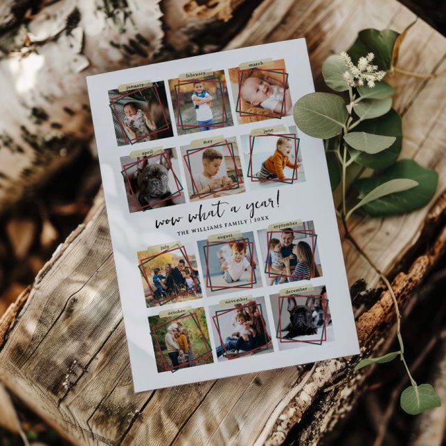 Cartes Pour Fêtes Annuelles Quelle année | 12 collage de photos Noël vacances (Créateur téléchargé)