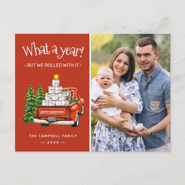 Cartes Pour Fêtes Annuelles Quelle année drôle Camion de Noël Rouge (Devant)