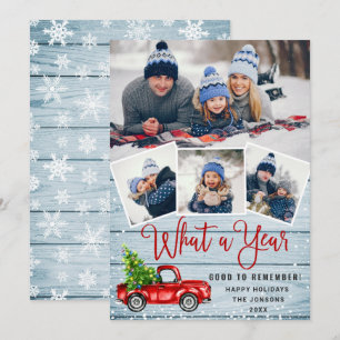 Cartes Pour Fêtes Annuelles Quelle année Noël Camion de ferme rouge 4 Photo