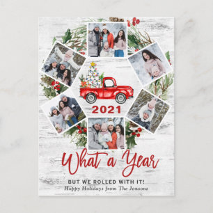 Cartes Pour Fêtes Annuelles Quelle année Noël Camion de ferme rouge 6 Photo
