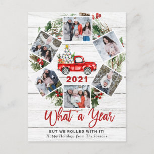 Cartes Pour Fêtes Annuelles Quelle année Noël Camion de ferme rouge 6 Photo