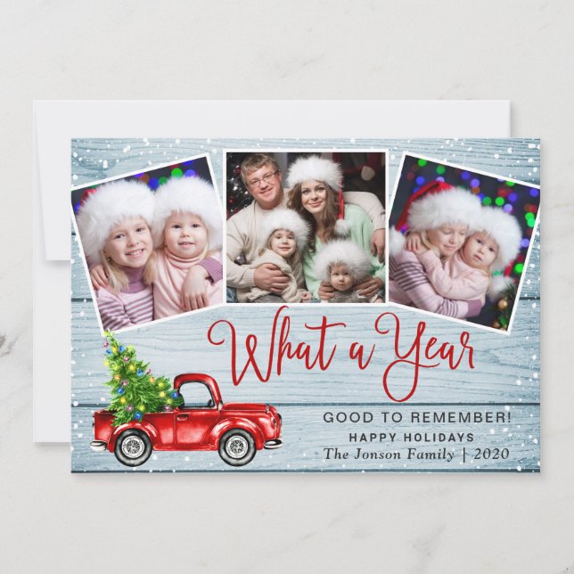 Cartes Pour Fêtes Annuelles Quelle année Noël Camion de la ferme rouge 3 Photo (Devant)