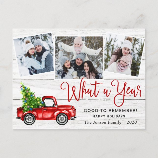Cartes Pour Fêtes Annuelles Quelle année Noël Camion rouge Rustique PHOTO (Devant)