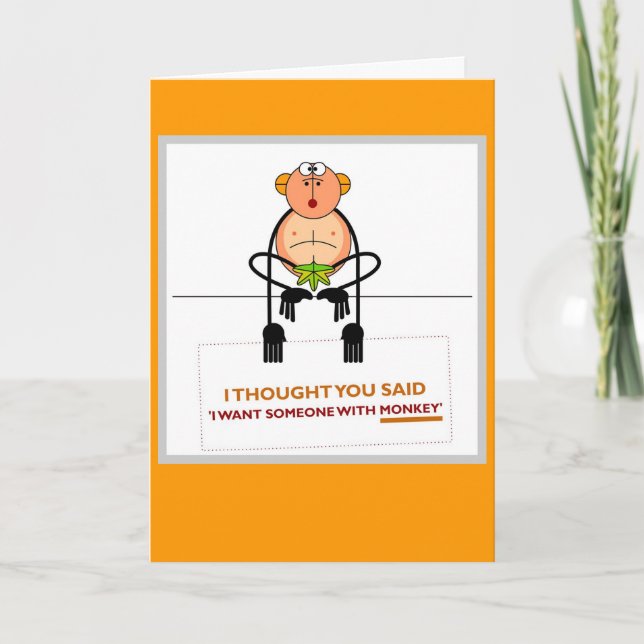 Cartes Pour Fêtes Annuelles Quelqu'un avec le singe (Devant)