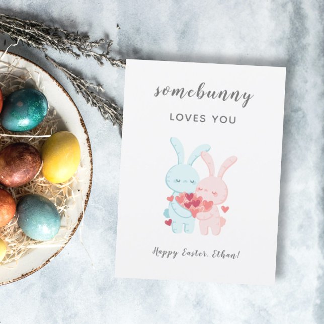 Cartes Pour Fêtes Annuelles quelqu'un t'aime couple de lapins romantiques (Créateur téléchargé)