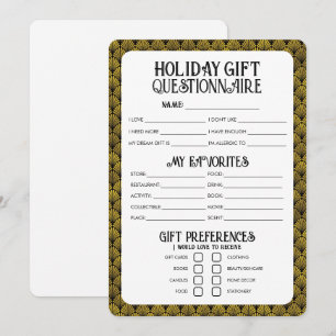 Cartes Pour Fêtes Annuelles Questionnaire cadeau de vacances Art Déco
