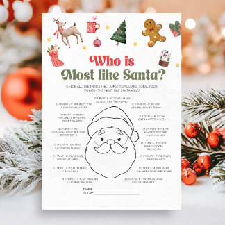 Cartes Pour Fêtes Annuelles Qui est le plus comme le Père Noël Jeu de Noël
