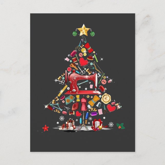 Cartes Pour Fêtes Annuelles Quilter Joyeux Arbre de Noël Quilt Block Quilt (Devant)