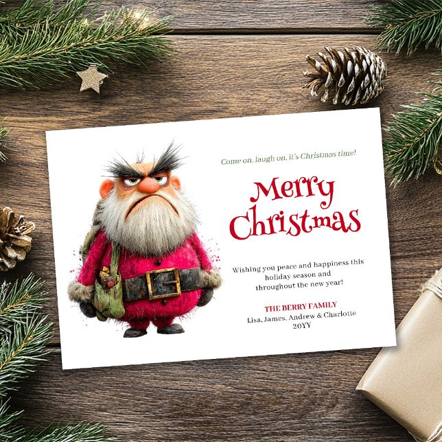 Cartes Pour Fêtes Annuelles Quirky annoyed Santa editable holiday greeting car (Quirky annoyed Santa editable holiday greeting card)