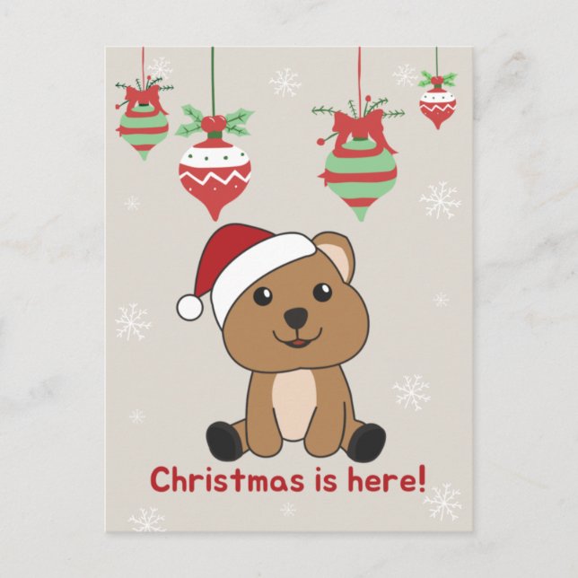 Cartes Pour Fêtes Annuelles Quokka Noël Neige Hiver Animaux Quokkas Vacances (Devant)