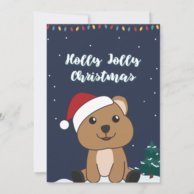 Cartes Pour Fêtes Annuelles Quokka Noël Neige Hiver Animaux Quokkas Vacances (Devant)