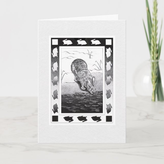 Cartes Pour Fêtes Annuelles Rabbit by Water Joyeuses Vacances Folle Voiture de (Devant)
