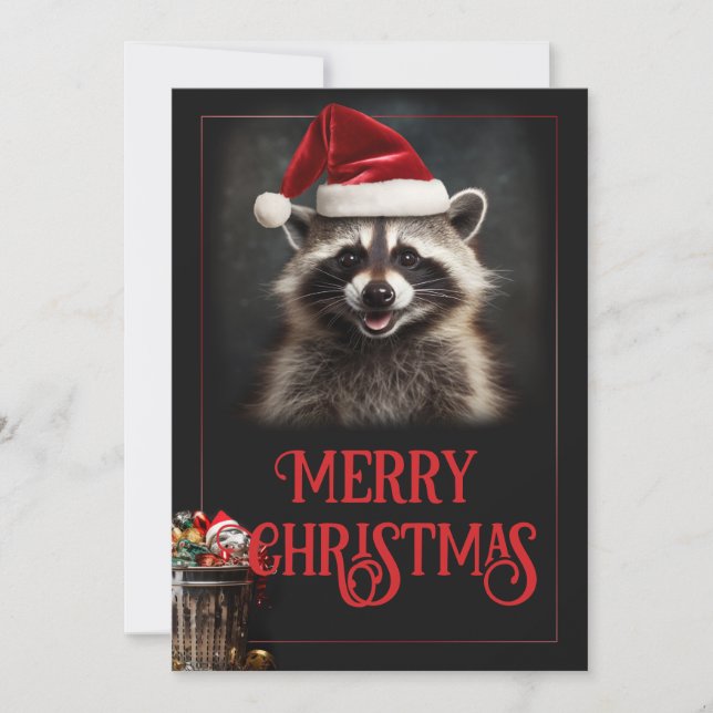 Cartes Pour Fêtes Annuelles Raccoon de Noël (Devant)