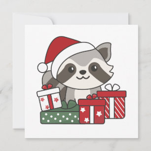 Cartes Pour Fêtes Annuelles Raccoon Noël Cadeau hiver Raccoons