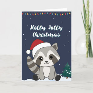 Cartes Pour Fêtes Annuelles Raccoon Noël Neige hiver Raccoons voiture de vacan