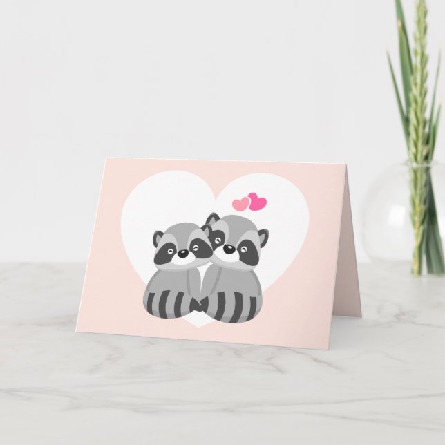 Cartes Pour Fêtes Annuelles Raccoons de la Saint Valentin (Devant)