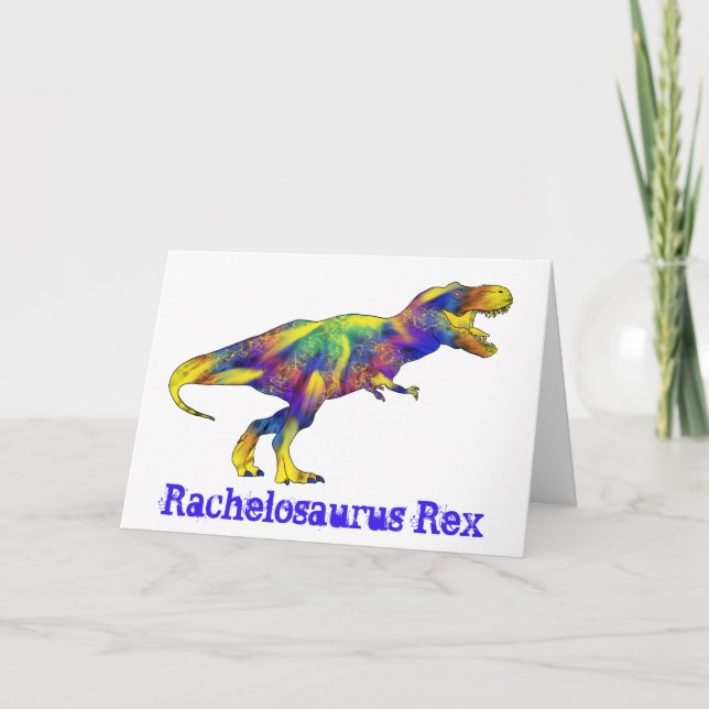 Cartes Pour Fêtes Annuelles Rachel osaurus drôle Courir T Rex Dinosaur Art (Devant)