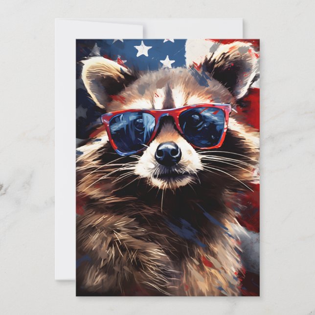 Cartes Pour Fêtes Annuelles Racoon 4 juillet fête de l'indépendance (Devant)