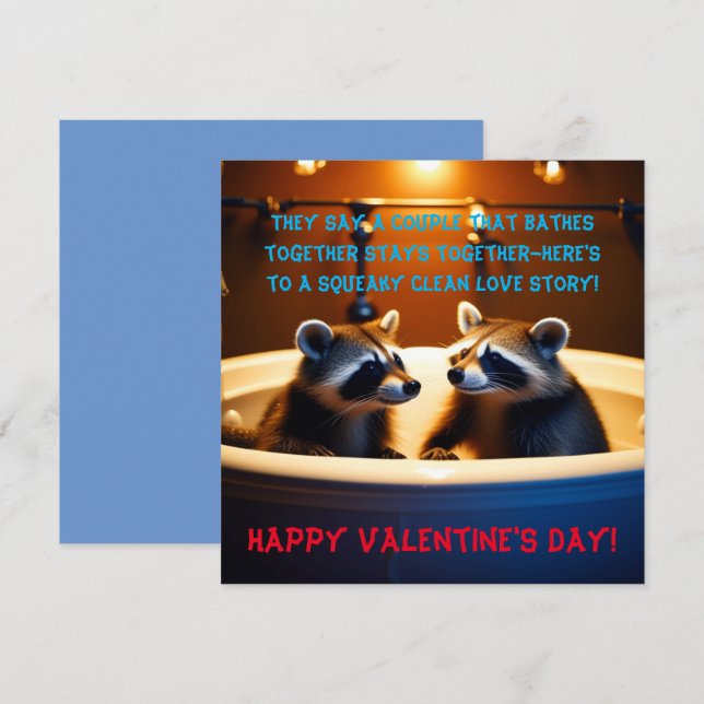 Cartes Pour Fêtes Annuelles Racoons Adorables dans une Baignoire Amusant la Sa (Devant / Derrière)