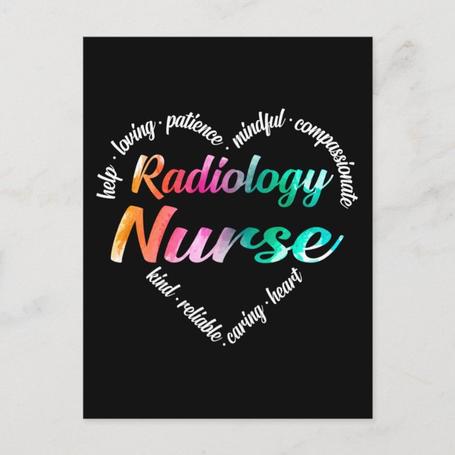 Cartes Pour Fêtes Annuelles Radiologie Infirmière Coeur Mot Nuage Aquarelle (Devant)