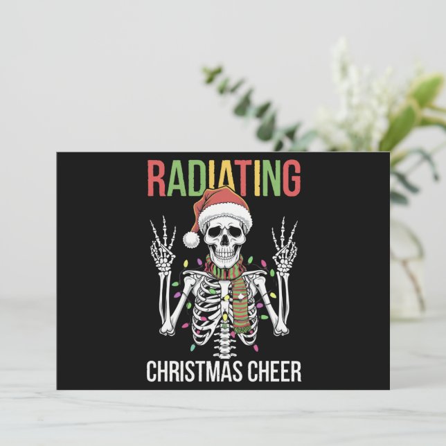 Cartes Pour Fêtes Annuelles Radiologie Noël Santa Squelette Technicien de radi (Debout devant)