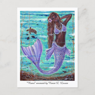Cartes Pour Fêtes Annuelles Raeni Mermaid à la tortue de mer par Renee Lavoie