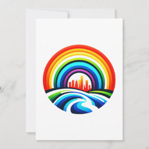 Cartes Pour Fêtes Annuelles Rainbow City Skyline Urban Diversity & Hope Design