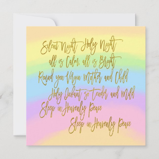 Cartes Pour Fêtes Annuelles Rainbow Colours Silent Night Lyrics Noël (Devant)