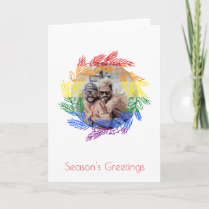 Cartes Pour Fêtes Annuelles Rainbow Gay pride de vacances photo Christmas Wrea
