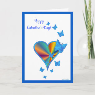Cartes Pour Fêtes Annuelles Rainbow Heart and Butterfly