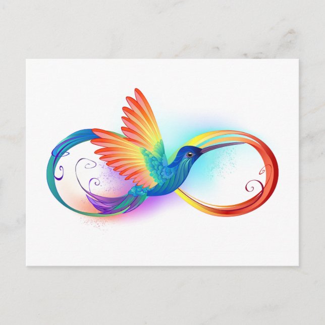 Cartes Pour Fêtes Annuelles Rainbow Hummingbird with Infinity symbol (Devant)
