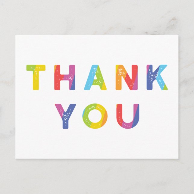 Cartes Pour Fêtes Annuelles Rainbow Letters et Rainbow Stripes Merci (Devant)