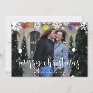Cartes Pour Fêtes Annuelles Rainbow Snowflakes LGBT Joyeux Noël Photo