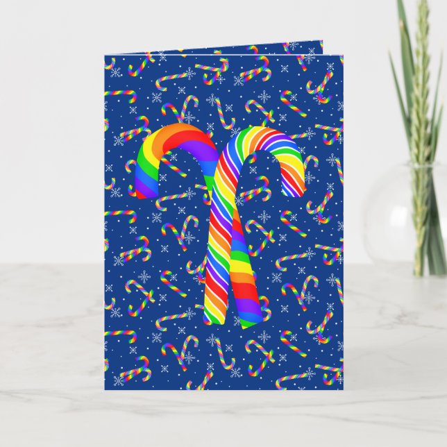 Cartes Pour Fêtes Annuelles Rainbow Sucres de canne Fierté Noël (Devant)