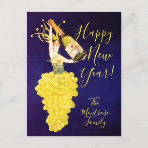 Cartes Pour Fêtes Annuelles Raisins de Champagne Nouvel An 