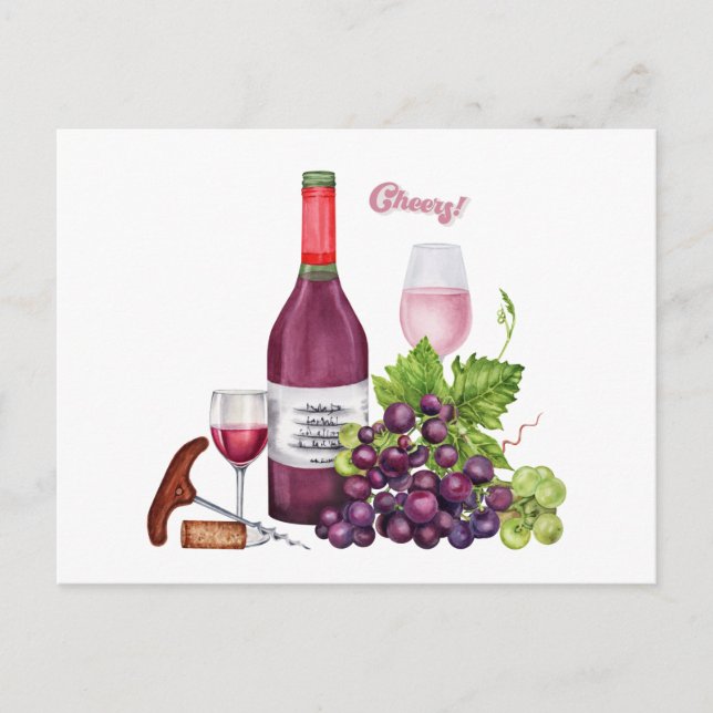 Cartes Pour Fêtes Annuelles Raisins Vins, Bouteille De Vin, Vins (Devant)